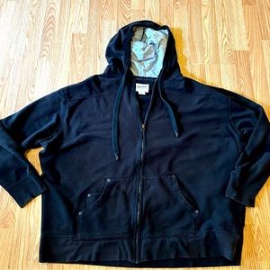 626 Blue Vintage Surplus Co Black Zip Hooded SweatJacket w/Skull on LS- Size 3XL